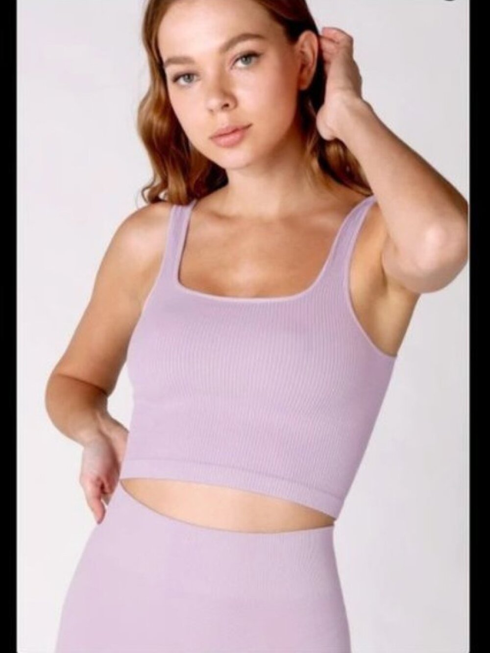NEW Lilac Purple Seamless Ribbed Square Neckline Crop Top